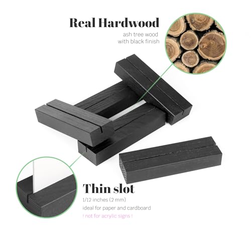 10 Pack Wood Place Card Holder - Black Wooden Table Number Stands for Wedding & Birthday E2171