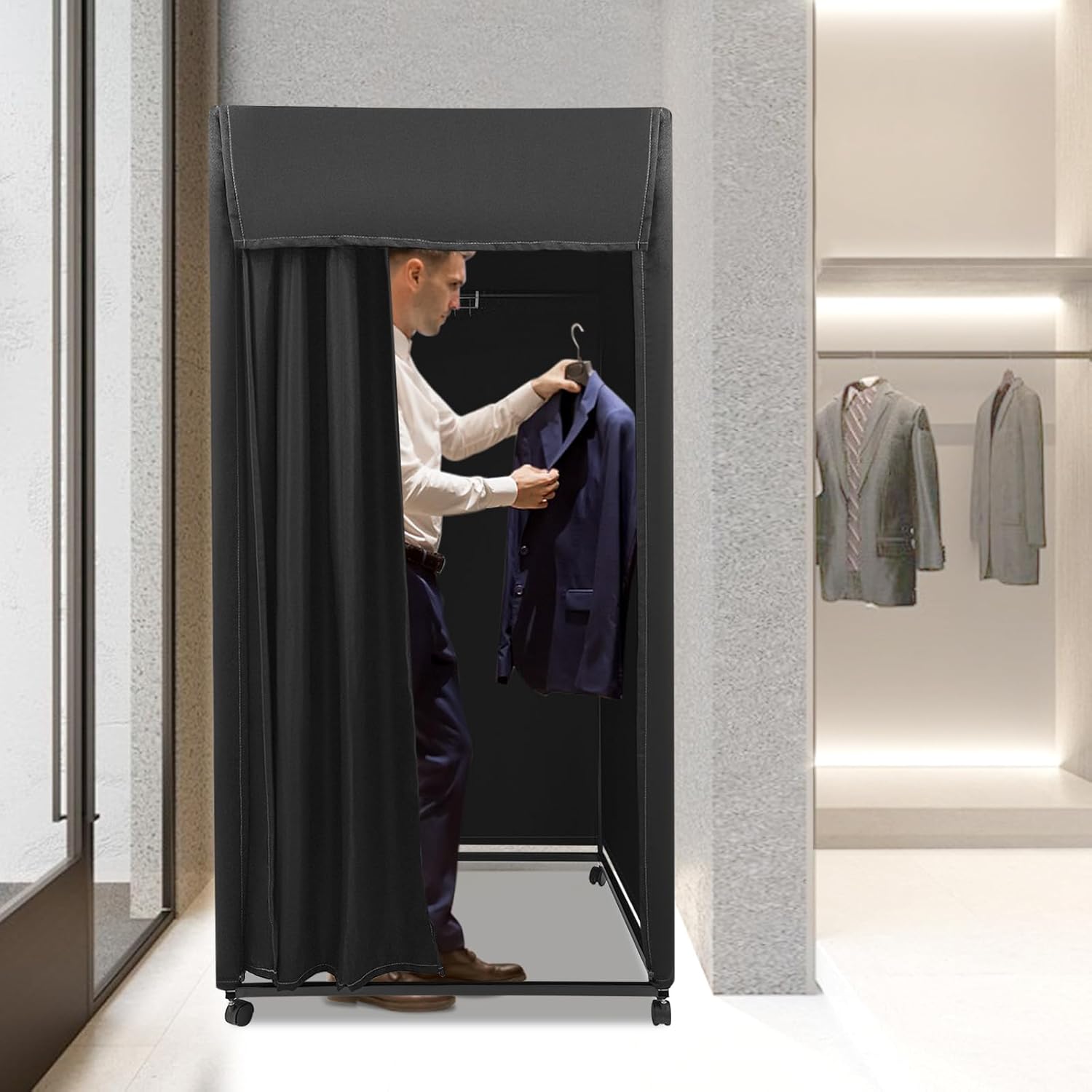 Portable Fitting Room with Shading Curtain & Wheels Z24517