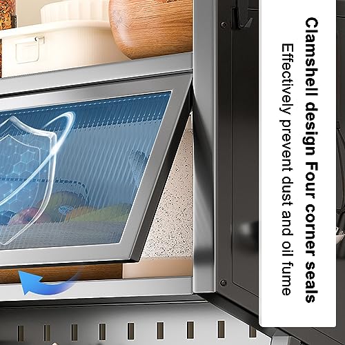 Kitchen Storage Cabinet with Drawers, Microwave Stand, Flip Door and Pegboard, Gray E3594