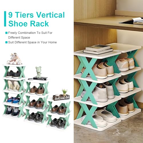 iMounTEK Shoe Rack Organizer 9-Tier Narrow Entryway Plastic Vertical Shoe Shelf D11217
