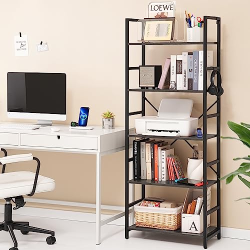 Yoobure 5 Tier Bookshelf Tall Modern Bookcase for Books, White T904929