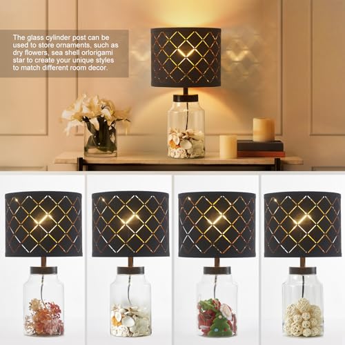 Fillable Table Lamp with Clear Glass Base and White Lampshade L2469