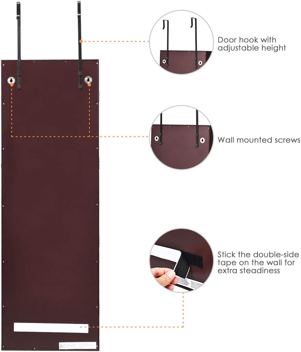 Giantex Jewelry Armoire Wall Door Mounted with Full Length Mirror, Lockable, Espresso Y32742