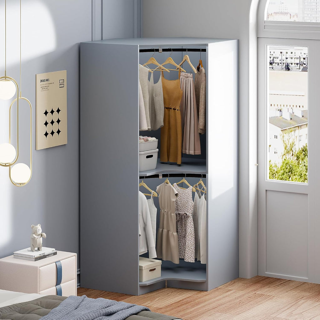 Armoir Wardrobe Closet & Cabinet with Hanging Rail, Freestanding for Bedroom L526172
