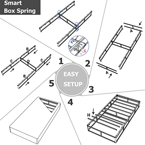 Full Bed 7 Inch High Profile Box Spring, Metal Frame Mattress Foundation K811365