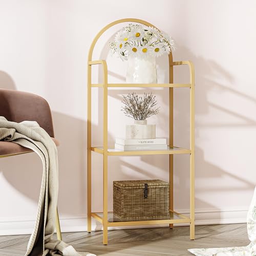 Bookcase Bookshelf, Tempered Glass Bookshelves, Slim Shelving Unit for Bedroom, Bathroom, Home Office, Steel Frame, 6 Tier Black BC21699B