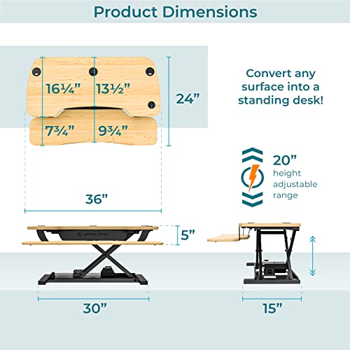 VERSADESK Electric Standing Desk Converter 36 Inch with Keyboard Tray, Maple G289356