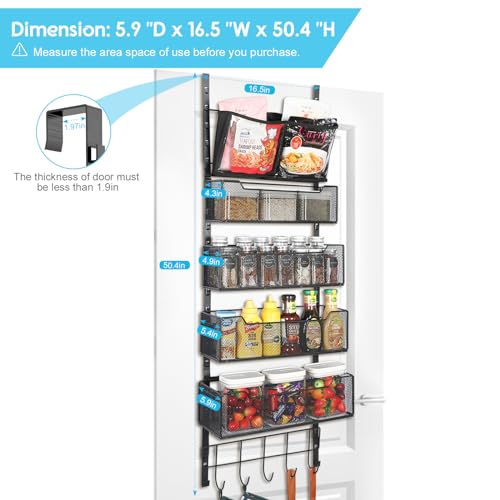 Adjustable Over The Door Organizer with 4 Metal Baskets, White H46810