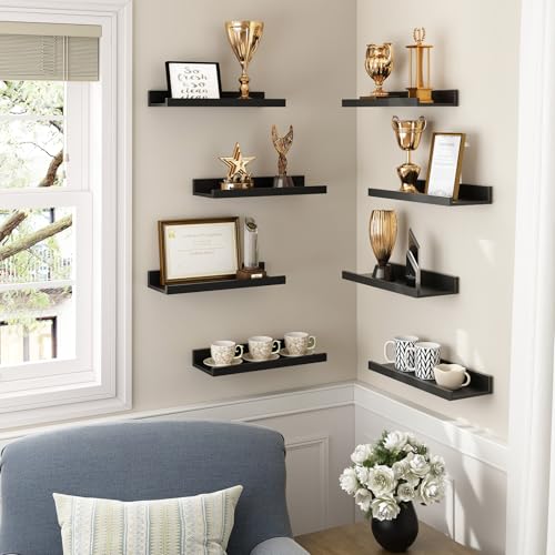 Fixwal Floating Shelves Set of 8, Rustic Brown V55231