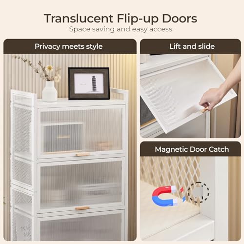 5 Shelf White Storage Cabinet with Door W345
