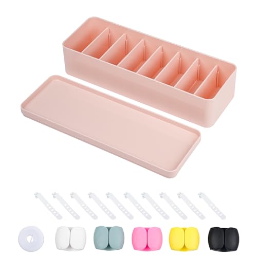 2 Pack Cord Organizer Box with Adjustable Compartments, Clear U374