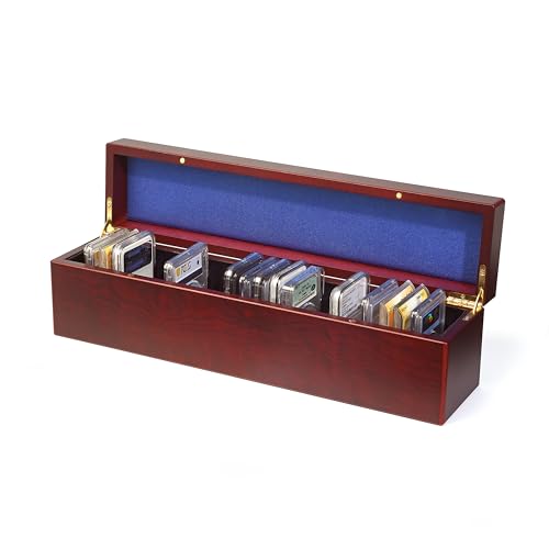 Lighthouse - Coin Box for 50 Slabs - Perfect For Slabs from PCGS, NGC, ANACS, ICG and more - Mahogany Wood Grain Finish