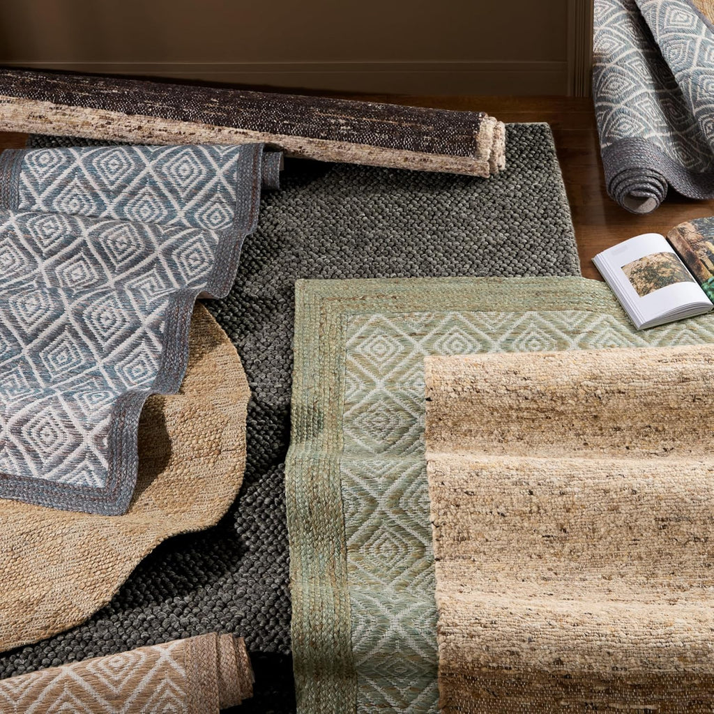 TOWN & COUNTRY TERRA Nalani Textured Diamond Hand-Knotted Jute Area Rug, Brown, 6'x9' Y381
