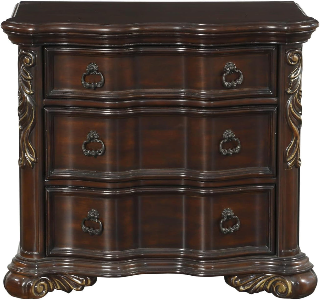Cherry Finish Nightstand with 3 Drawers B382