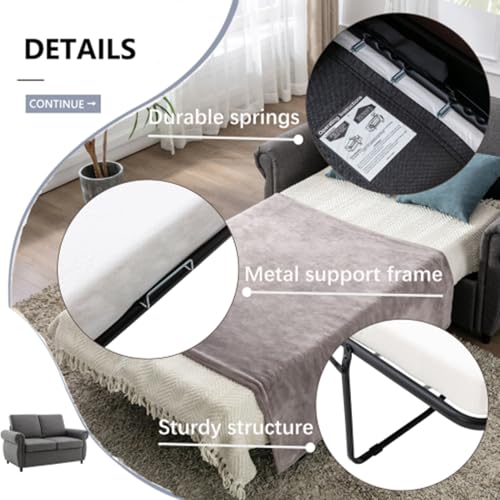 Pull Out Sofa Bed Couch with Twin Memory Foam Mattress, Gray S15049
