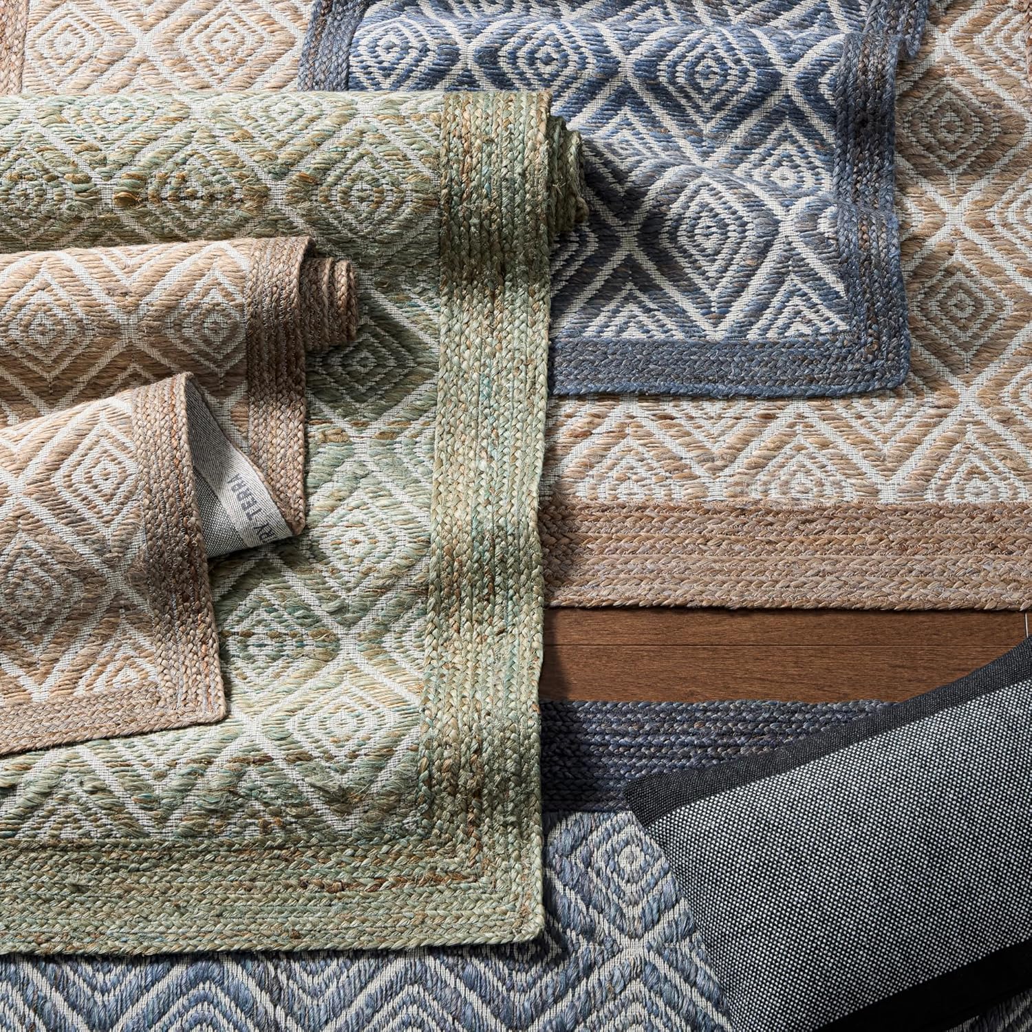 TOWN & COUNTRY TERRA Nalani Textured Diamond Hand-Knotted Jute Area Rug, Brown, 6'x9' Y381