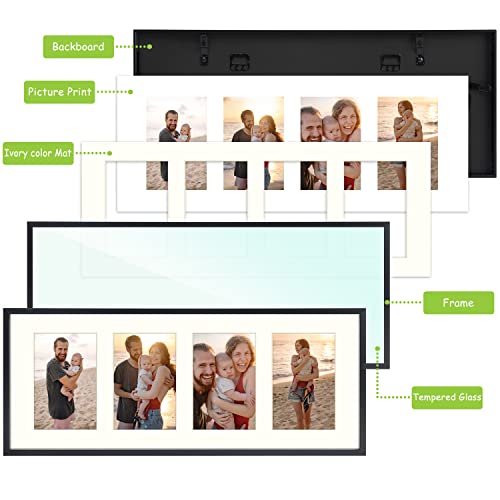 Golden State Art 8x20 Picture Frame Distressed White for Four 4x6 Photos C58403
