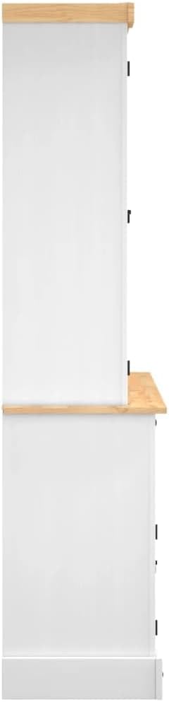 Kitchen Pantry Storage Cabinet, Freestanding Hutch with 3 Drawers and 6 Doors, White H8218