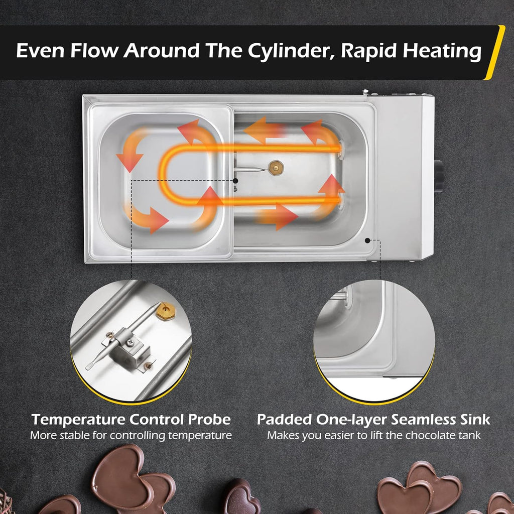 Dyna-Living 2-Tank Chocolate Melting Machine 1000W Electric Chocolate Melter with Temperature Control O82140