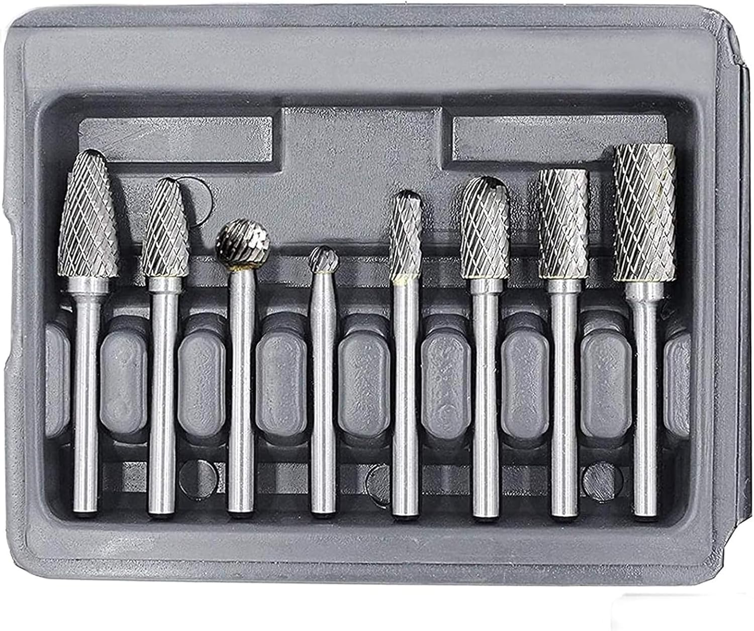 Carbide Rotary Burr Set 1/4'' Shank, 8PCS Double Cut Die Grinder Bits Grinding Tool for Metal Wood Jade Carving Engraving Polishing Drilling Milling Cutting