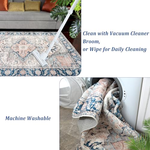 Vintage 9x12 Machine Washable Non Slip Area Rug Z60209