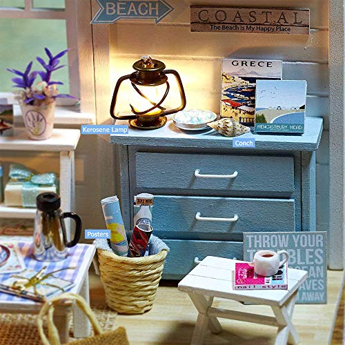 TuKIIE DIY Miniature Dollhouse Kit with Furniture, 1:24 Scale Wooden Doll House I58821