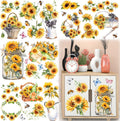 4 Sheets 11.8 x 7.8 inch Sunflower Rub on Transfer for Furniture and Craft Large Vintage Flowers Rub on Transfers Stickers Spring Summer Flowers Decoration Transfers for Furniture Home Wall Decor