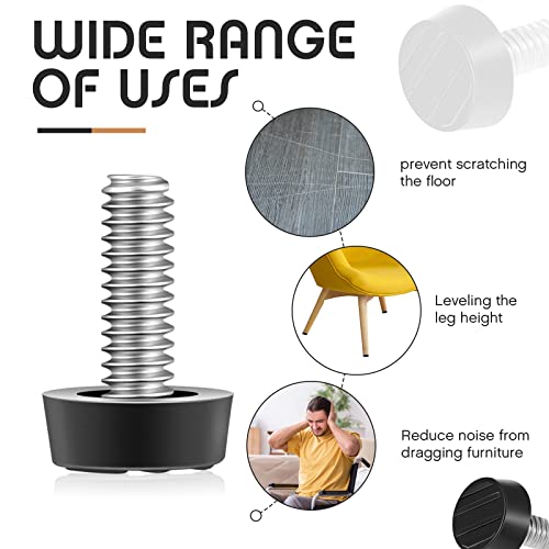 1/4-20 UNC Adjustable Furniture Levelers Galvanized Steel Glide Feet (20 Pack) Q4239