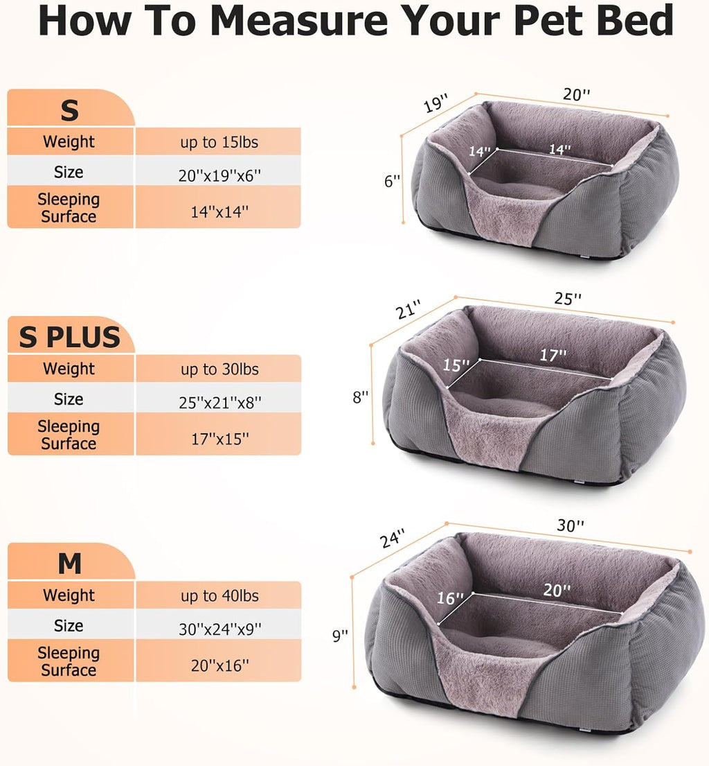 MIXJOY Dog Beds for Small Medium Dogs, Washable Rectangle Pet Bed, Grey U522847