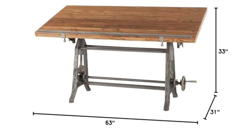 Vintage Drafting Table with Adjustable Height and Tiltable Iron Cast Base T583