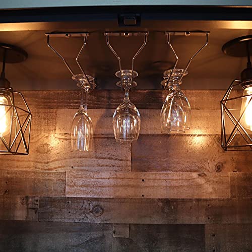 Black Wine Glass Rack Under Cabinet Stainless Steel Stemware Holder Set of 4 U2359