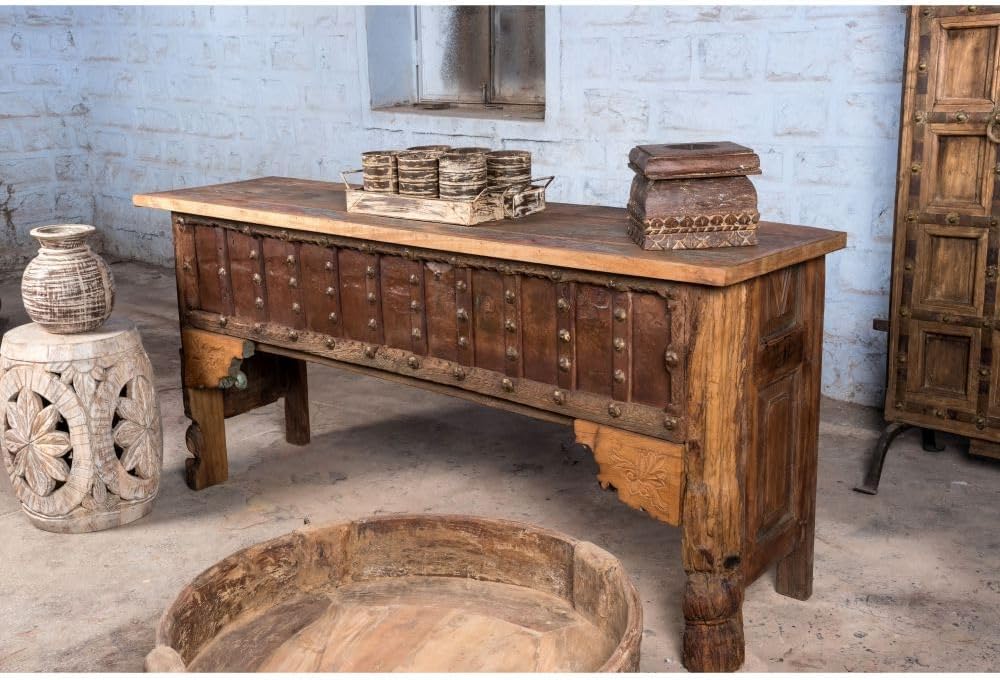 Hand Carved Door Console Table for Living Room U93937