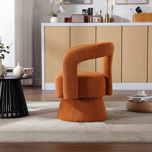 Round Armchair with Wide Upholstered Seat for Living Room Bedroom Office, Rose Red C797382