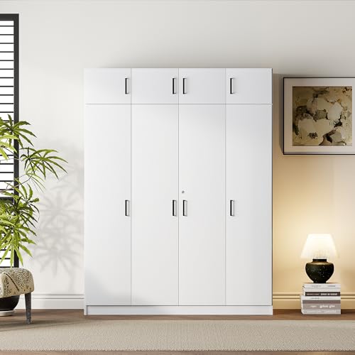 Modern Storage Wardrobe with Hanging Rods and 2 Drawers K97357