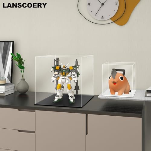 LANSCOERY Acrylic Display Case for Collectibles, Dustproof Seamless Design, 15.7x15.7x15.7in C38517