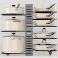 Pots and Pans Organizer Rack for Cabinet - 8-Tier Adjustable Rack Heavy-Duty Under Cabinet Pot and Pan Storage - Perfect for Pots, Pans, and Lids - Easy Kitchen Organization and Storage