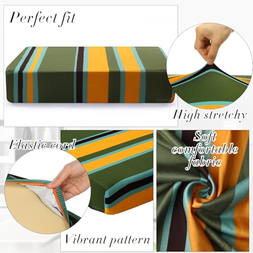 Patio Stretch Sofa Cushion Cover Outdoor Replacement Furniture Protector (Blue Red Green) L4122