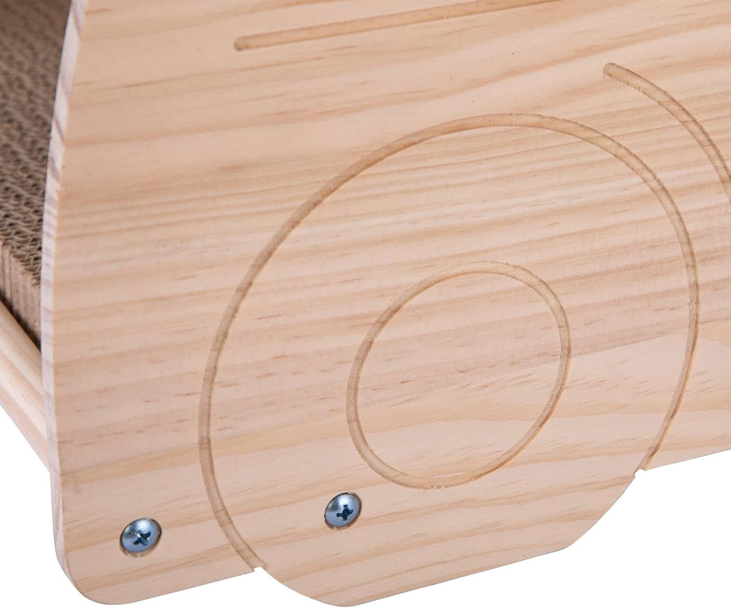 2-in-1 Wood Corrugated Cat Scratcher Car-Shaped Cat House Y208