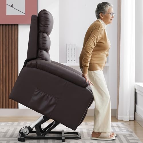 Power Lift Recliner Chair PU Leather Heat Massage for Elderly, Black K572