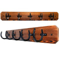 Rustic Coat Rack Wall Mount with Horseshoe Hooks | 36.5" Coat Hanger Wall Mount | Large Wall Coat Rack | Wall Mounted Coat Rack | Wooden coat rack wall Mount (brown plate with black horseshoe hooks)