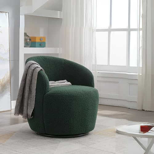 Teddy Fabric Swivel Accent Armchair Barrel Chair (Ivory White) U1925