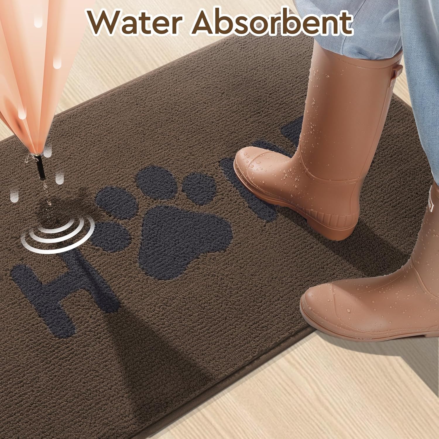Door Mat Indoor Non Slip Absorbent Entryway Rug 20"x32" Brown L864