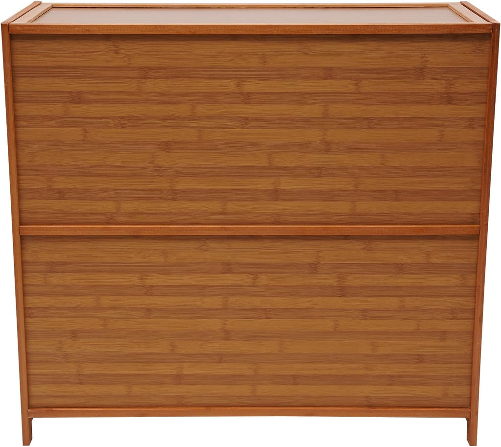 Bamboo 4-Tier Shoe Rack Brown Retro Storage Cabinet C36385