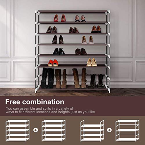 Awenia Shoe Rack 6 Tier Metal Shoe Organizer, Brown G3998