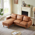 Lifeand 82.2" L-Shape Sofa Couch with Chais Mid-Century Copper Nail on Arms,Strong Wooden Leg and Suede Fabric Design,Left Chaise, Brown