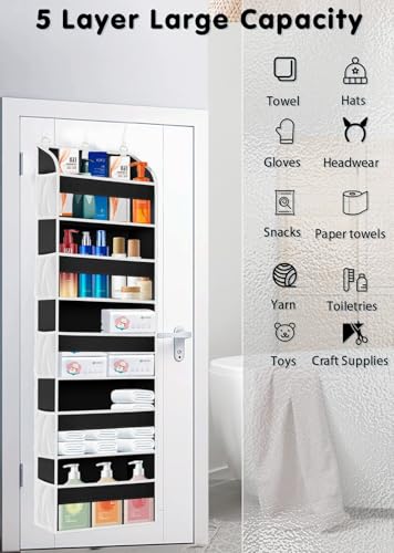 Over The Door Storage Organizer with 5 Pockets, 44 lbs Capacity Z3197
