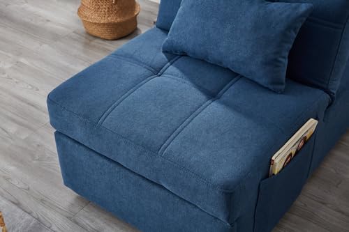 Linen Fabric Sleeper Chair Bed with Adjustable Backrest and Pillow I239644