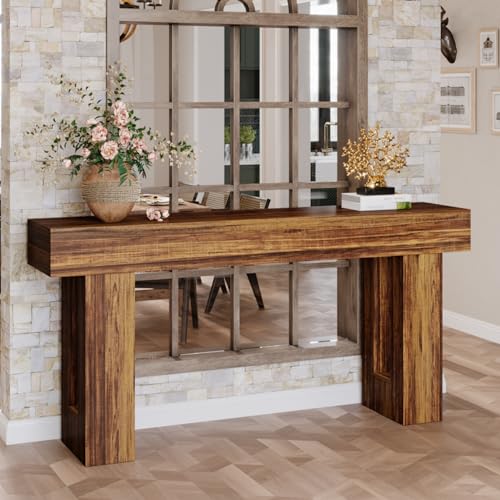 Tribesigns 63-Inch Console Table, Farmhouse Wooden Sofa Table, Rustic Brown V219
