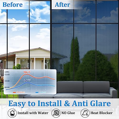 Coavas Heat Blocking Window Film Privacy One Way Window Tint Black 23.6x78.7in F392938