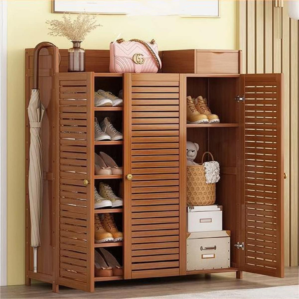 Gdrasuya10 Bamboo 7-Tier Shoe Storage Cabinet with Doors F30101